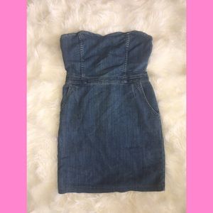 Denim Cotton/Blend Strapless Dress
